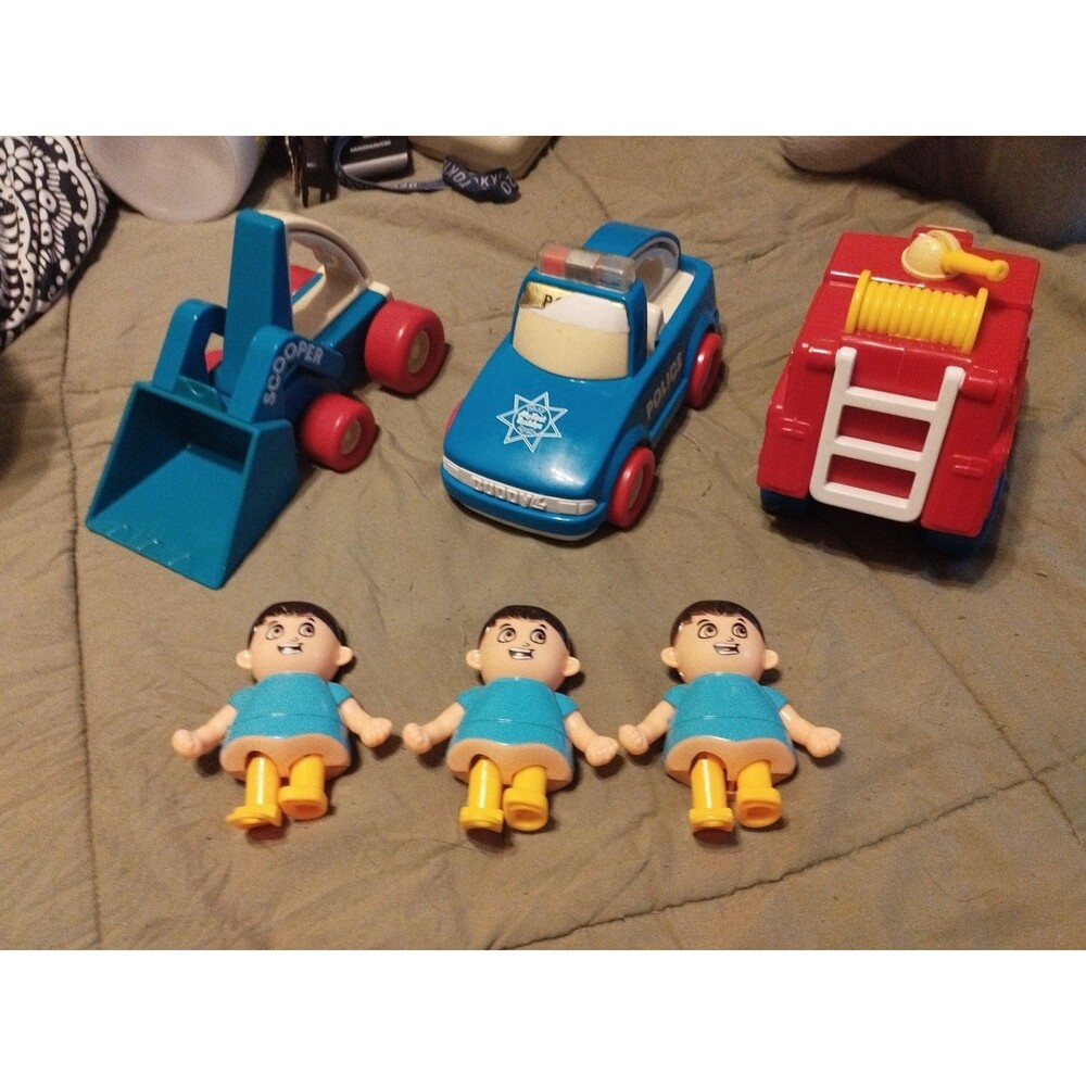 My First Buddy - Buddy L Toy Lot 1980s Scooper, Pumper, Police Patrol, 3 Buddies
